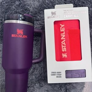 Stanley 40oz Purple Travel Mug +Quencher carry-all w/purple Strap